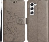 Coverup Bloemen & Vlinders Book Case - Geschikt voor Samsung Galaxy S23 Hoesje - Grijs