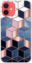 Coverup Marble Design TPU Back Cover - Geschikt voor iPhone 13 Mini Hoesje - Blauw / Roze