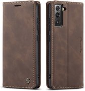 CaseMe Book Case - Geschikt voor Samsung Galaxy S22 Plus Hoesje - Donkerbruin