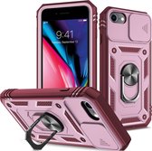 Coverup Ring Kickstand Back Cover met Camera Shield - Geschikt voor iPhone SE (2022/2020), iPhone 8 / 7 Hoesje - Roze
