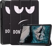 Tri-Fold Book Case met Wake/Sleep - Geschikt voor Nokia T20 Hoesje - Don't Touch