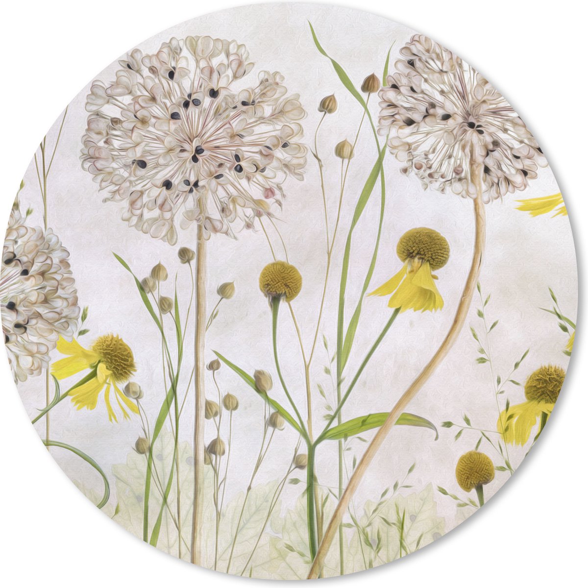 Muismat rond 50x50 cm - Mousepad Bloemen - Waterverf - Stilleven - Ronde muismatten