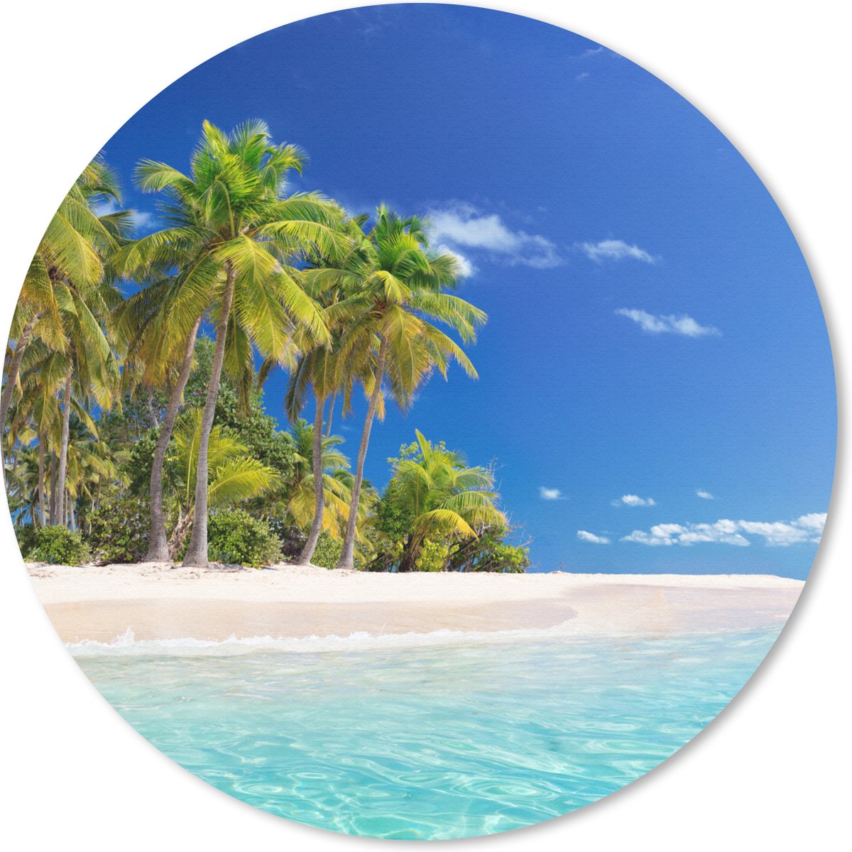 Muismat rond 40x40 cm - Mousepad Strand - Zee - Palmboom - Zon - Zomer - Ronde muismatten