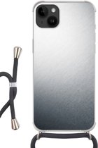Geschikt voorApple Iphone 14 Plus - Crossbody Case - Metaal print - Grijs - Zwart - Wit - Siliconen - Crossbody - Backcover met Koord - Telefoonhoesje met koord - Hoesje met touw