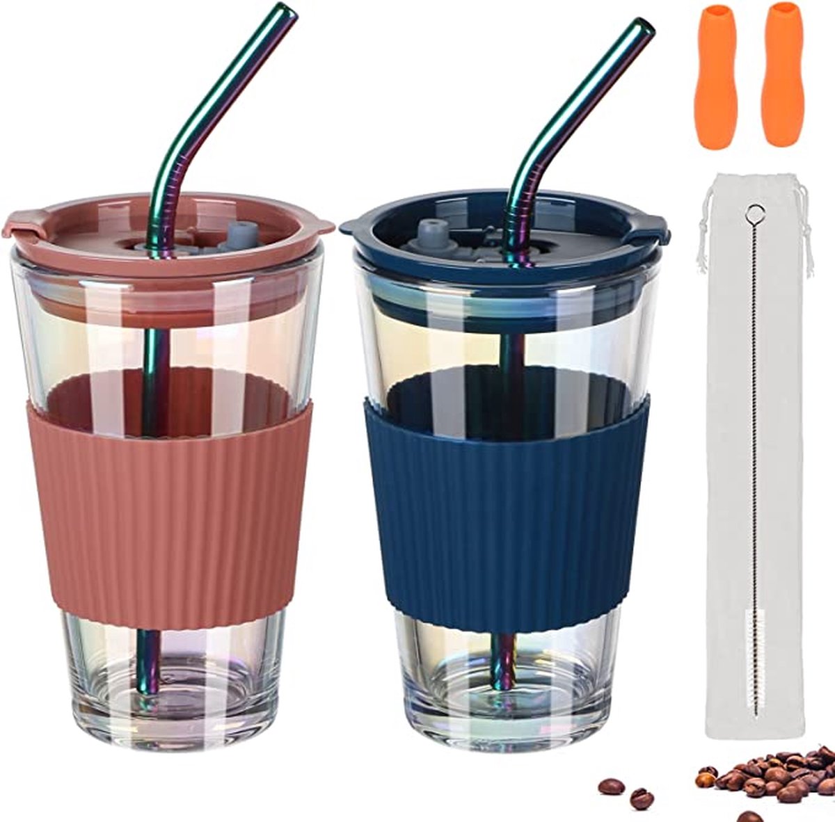 Tasse Tumbler de 500ml avec paille réutilisable Double paroi Boisson froide  Tasse de thé au lait