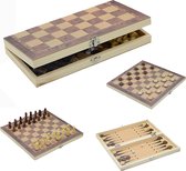 Jeu d'échecs 3 en 1 - Damier - Backgums - Échiquier avec pièces - Jeu d'échecs - Jeu d'échecs - Jeu de damier - Jeu de dames - Dames - Jeu de backgammon - Backgammon - Tavla - Tawle - Trictrac - Narde - Acey-deucey