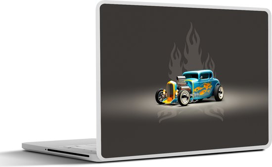 Laptop sticker - 17.3 inch - Auto - Vintage - Vlammen - Blauw - 40x30cm ...