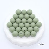 Silicone kralen 15mm, 5 stuks, olive