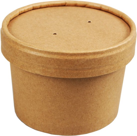 Biodore | Soepbeker | Karton + PLA | 250ml | 8oz | bruin ...