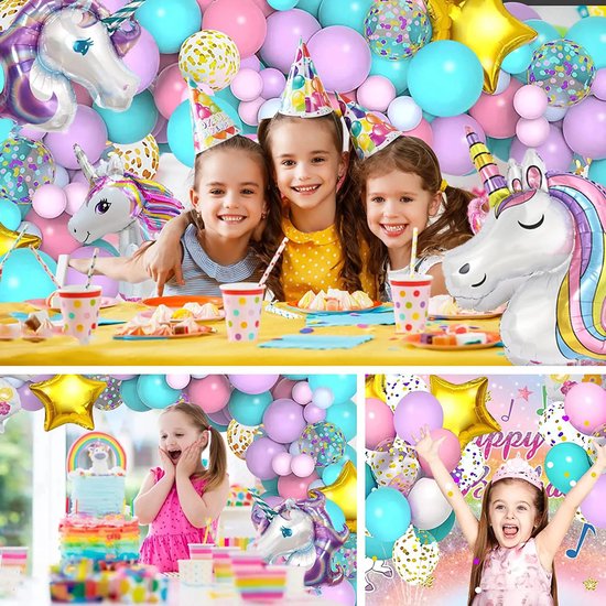 decoration anniversaire licorne ballons arche de ballons arc en