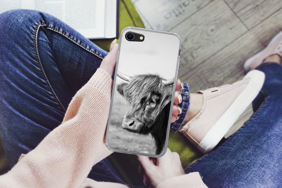 Coque iPhone 7 - Scottish Highlander - Animaux - Zwart - Wit - Étui de téléphone en Siliconen