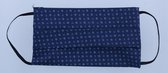 Mondkapje wasbaar van katoen - 2 laags met elastiek  Donkerblauw - Patroon
