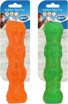 Duvo+ Tpr stick squeaky Oranje/groen 18cm, LET OP ! GEEN KEUZE MOGELIJK !!
