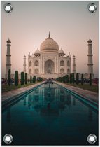 Tuinposter –Taj Mahal - Indië– 60x90cm Foto op Tuinposter (wanddecoratie voor buiten en binnen)