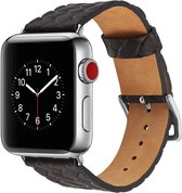 bandje geschikt voor Apple Watch bandje leer Zwart gevlochten met zilverkleurige gesp 42mm - 44mm Watchbands-shop.nl