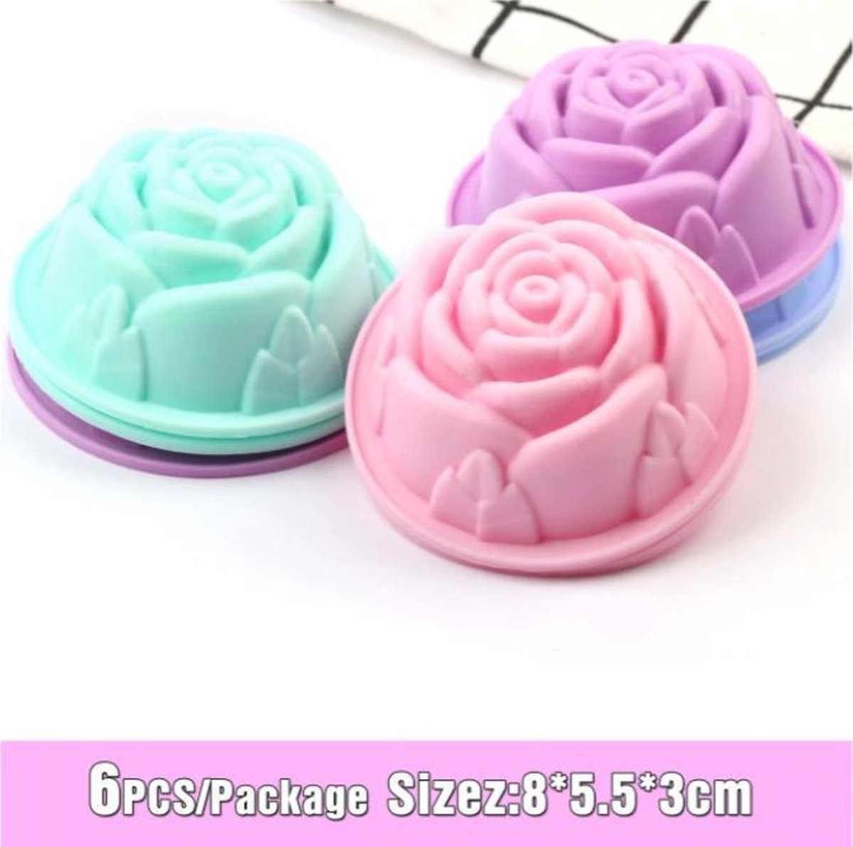 6 stuks Siliconen Cupcake Vormen, Bloemen vorm Cupcake Bakvorm, Mini Cake Vorm