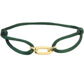 Robimex Collection Armband Groen Satijn - Zilver-Goldplated