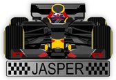 Formule 1 Racewagen RVS look Geboortebord 60 cm