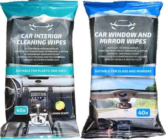 Car Wipes - Lingettes nettoyantes humides pour vitres et rétroviseurs de la  voiture 
