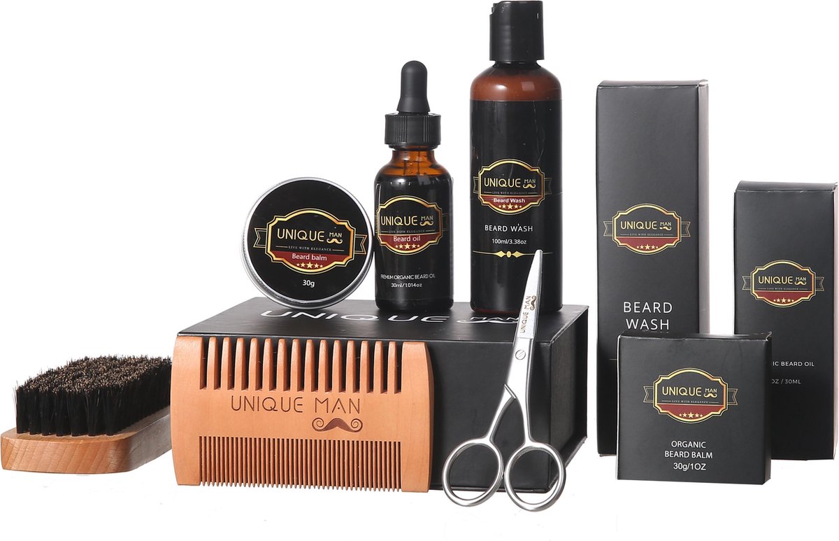 Baard verzorging set Baard shampoo Baard Baard balsem Baardkam Baardolie Baard borstel B