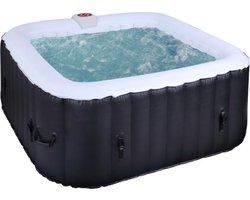 Jacuzzi opblaasbaar-Opblaasbare Hottub-Inflatable Spa-4 Personen- Vierkant -Zwart-Inclusief Afdekzeil