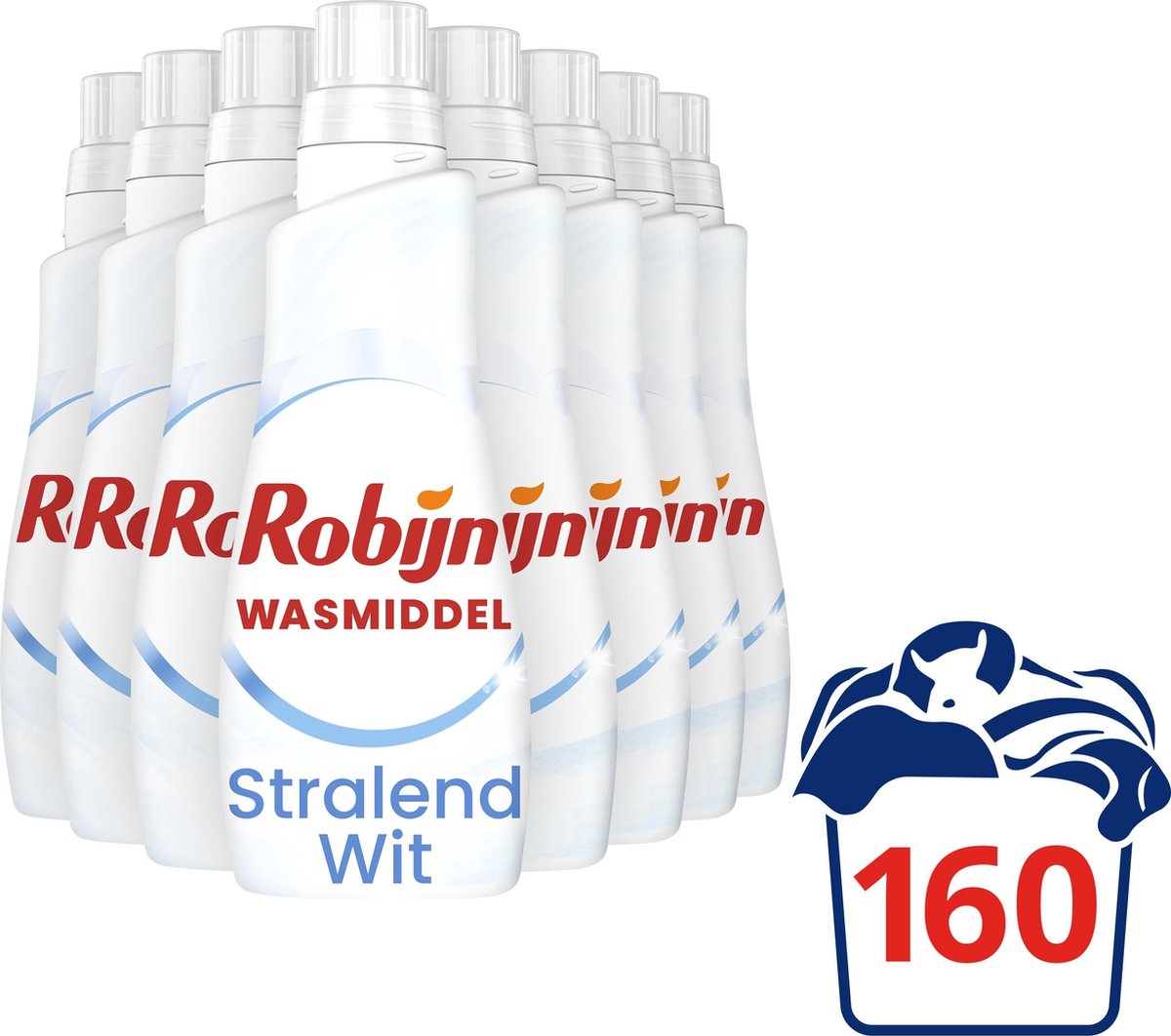 Robijn Klein & Krachtig Stralend Wit Geconcentreerd Wasmiddel - 8 x 20 wasbeurten - Voordeelverpakki