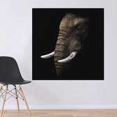 Metalen Poster / Schilderij - Olifant Donker Portret - 60 x 90 cm - PosterGuru.nl