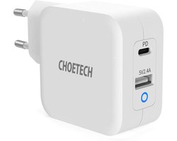 Choetech - Dual GaN-Tech stroomadapter USB-C/USB-A - Power Delivery - 65W