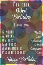For your 63rd Birthday I wish You: Lined Birthday Journal and Unique Greeting Card I Gift Alternative for Women and Men