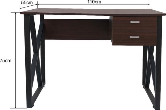 Bureau computer tafel Stoer - laptop buro - zwart metaal bruin hout |  bol.com