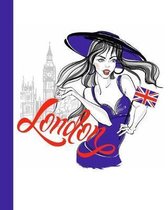 Lovely London Lady Notebook: College-ruled notebook with British theme, 8''x10''