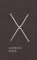 X Address Book: Nails And Faux Leather Motif Monogram Letter ''X'' Password And Address Keeper