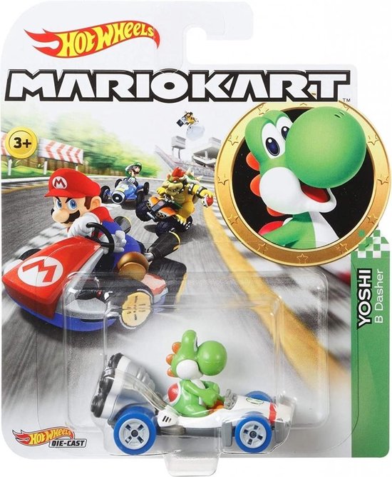 Hot Wheels Mario Kart Replica Diecast Yoshi, B-Dasher