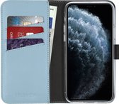 iPhone 11 Pro Hoesje met Pasjeshouder - Selencia Echt Lederen Booktype - Lichtblauw