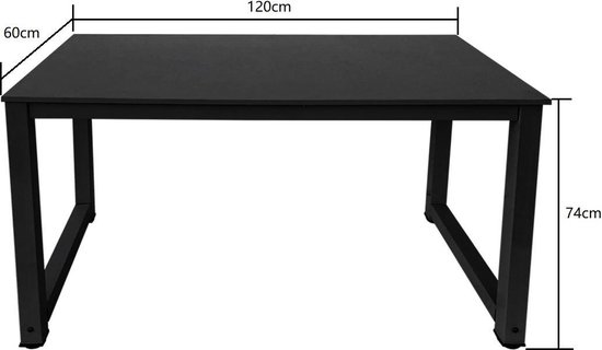 Bureau computertafel - keukentafel - metaal hout - 120 cm x 60 cm - zwart |  bol.com