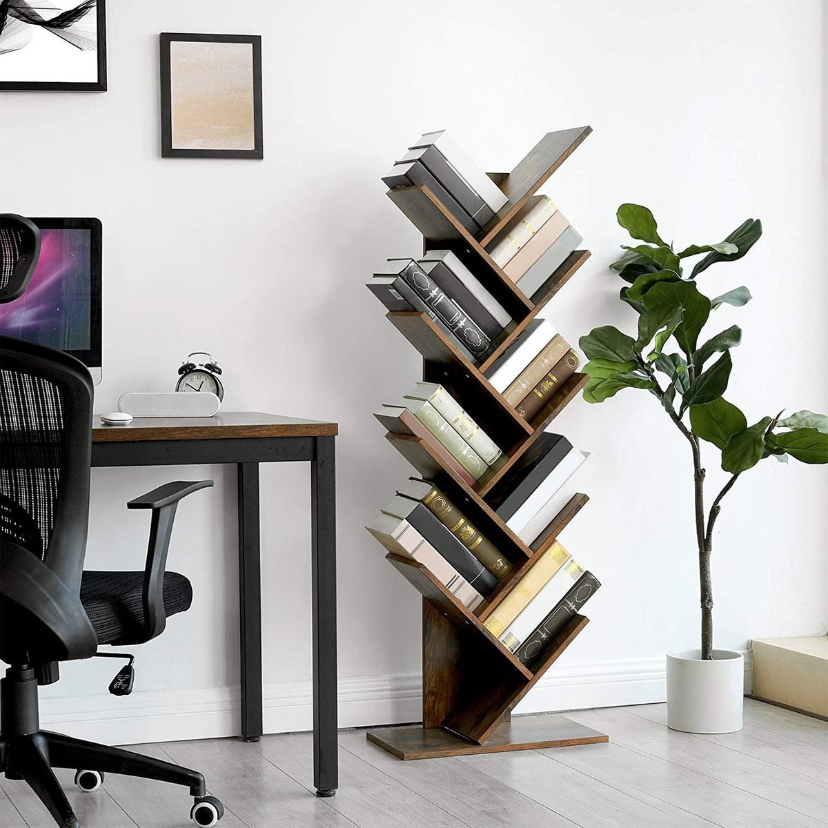 iBella Living Boekenplank - Staande boekenplank - 8 niveaus - Hout | bol.com