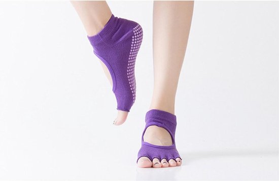 1 paire de Chaussettes de Yoga de Sport femmes violet anti-dérapant pour dames Gym Fitness Pilates chaussette de Danse Slippers professionnelles
