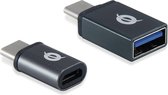 Conceptronic DONN04G OTG-adapter voor USB-C 2-pack, USB-C naar USB-A en USB-C naar Micro-USB
