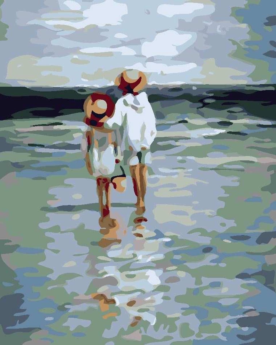 Figured'Art Schilderen Op Nummer Volwassenen Canvas Zomer Op Het Strand Handwerk Acrylverf Kit Diy Compleet 40x50cm Met Diy Houten Lijst
