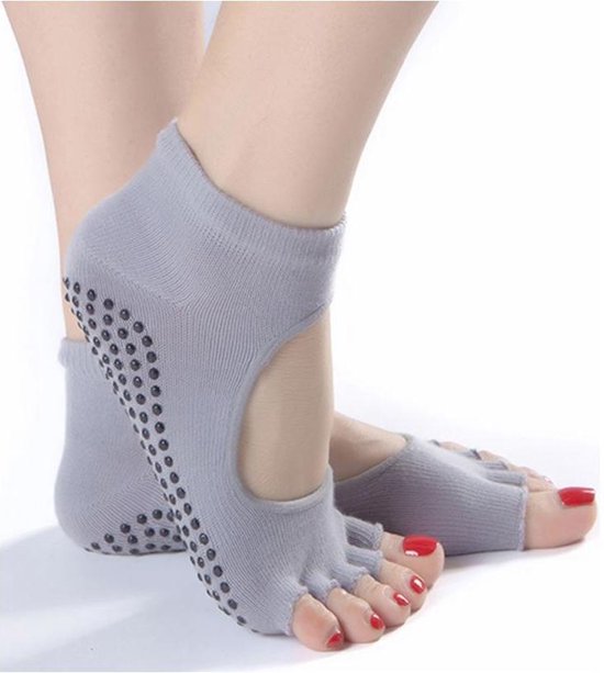 New Age Devi Yoga Anti-slip Sokken 1 Paar Vrouwen Sport Yoga Sokken Grijs Anti Slip Voor Dames Gym Fitness Pilates Dans Sok Professionele Slippers van Merkloos — afbeelding 2