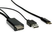 Roline Premium USB-C naar HDMI en USB-A PD kabel met DP Alt Mode (4K 60 Hz) / zwart - 1 meter