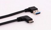 Dolphix USB-C haaks (links/rechts) naar USB-A haaks (links) kabel - USB3.0 - tot 0,9A / zwart - 0,25 meter