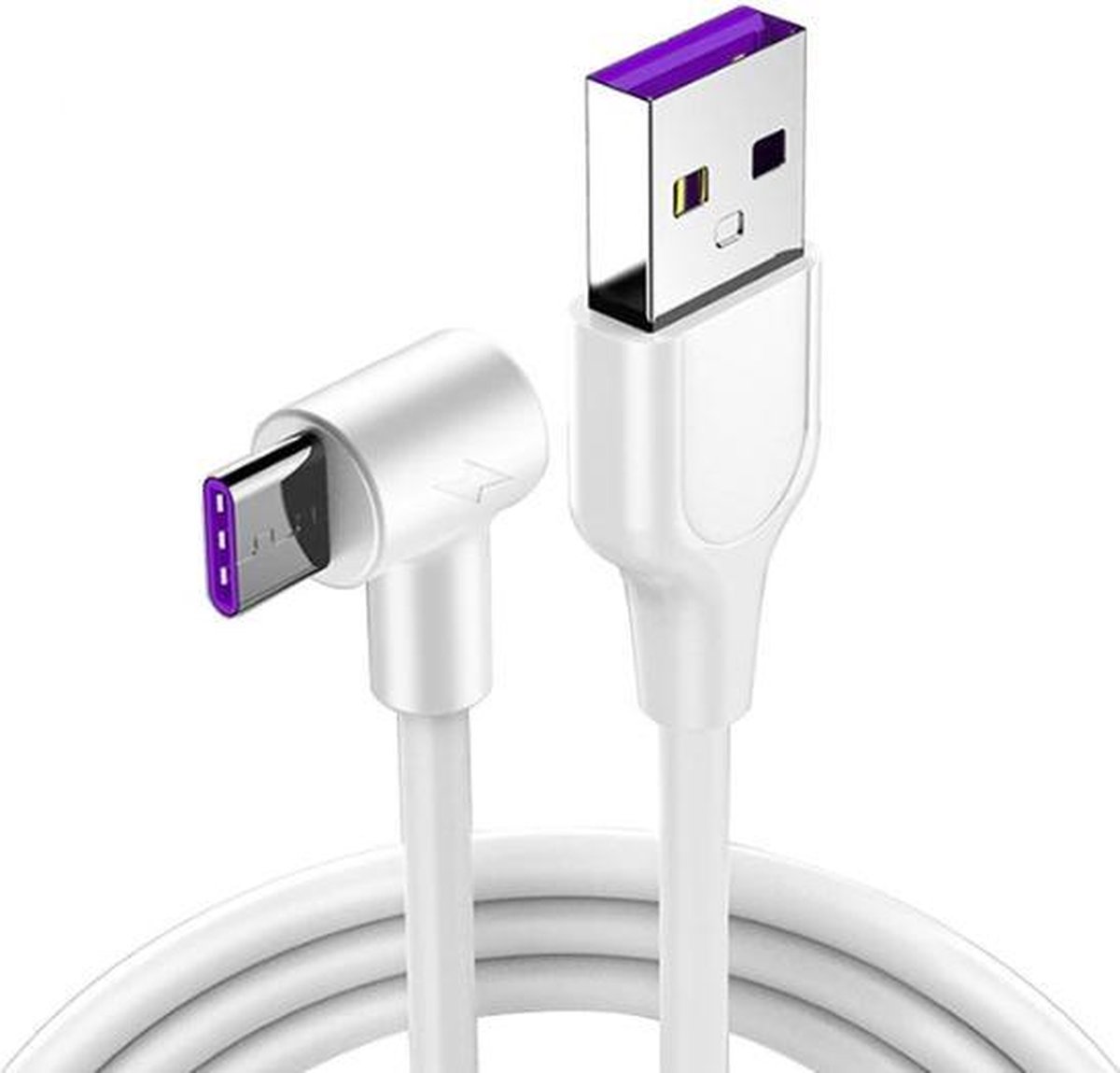USB-C haaks naar USB-A snellaadkabel - USB2.0 - tot 3A / wit - 3 meter
