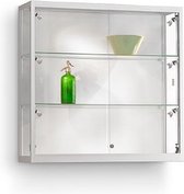 Luxe wandvitrine Galaxie-1000 zilver met LED zij verlichting