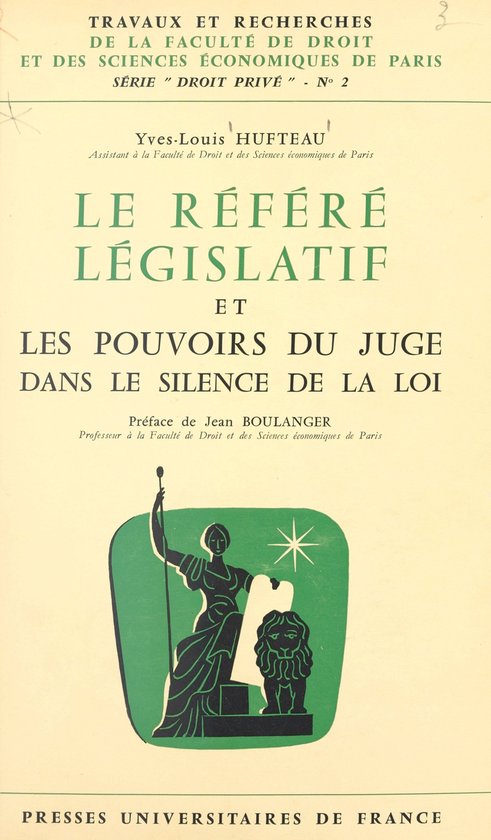 Le référé législatif et les pouvoirs du juge dans le sil ... - cover