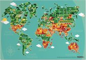 Educatieve poster (Posterpapier) - Topografie wereld onze steden - 42 x 29.7 cm (A3)