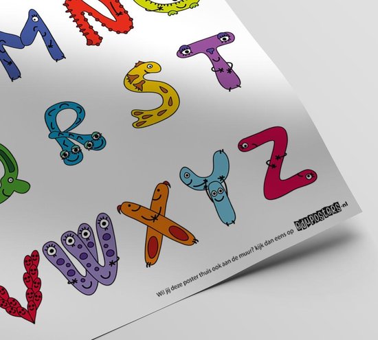 Educatieve poster (Posterpapier) - Taal alfabet sweet monsters - 29.7 x 42 cm (A3)