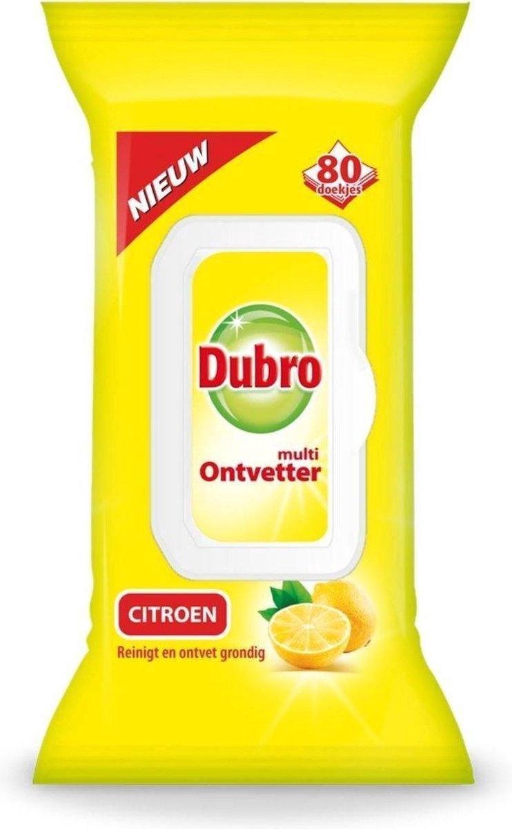 4 x 80 vochtige Dubro Doekjes Multi Ontvetter Citroen - Voordeelverpakking