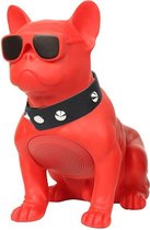 Franse Bull Dog Speaker CH-M12 – Mini Speaker - Draadloze Portable Bluetooth Speaker - USB Poort - Radio - Micro SD - 13 cm - Rood