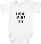 Rompertjes baby met tekst - I woke up like this - Romper wit - Maat 50/56